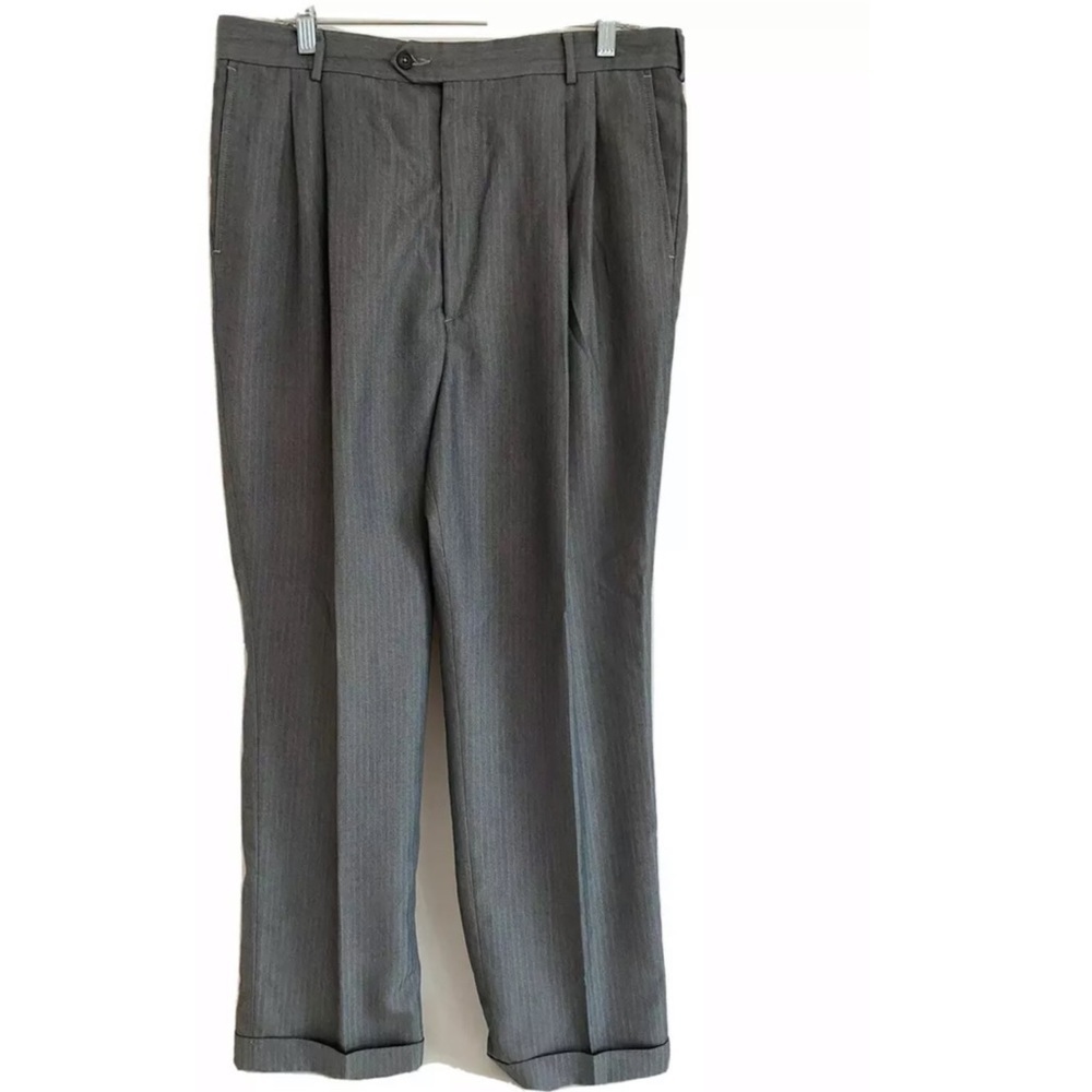 Chaps Ralph Lauren Trousers Striped Pleated 34x32